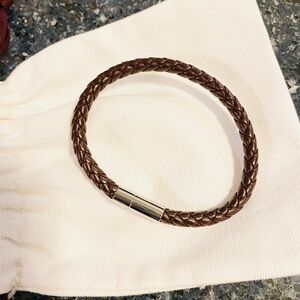 Brown Braided Leather Bracelet